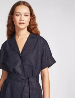 Lennox Techni Linen Maxi Shirt Dress - Navy -Cheap Closet Curation Store SU23 D416 LENNOX NAVY LS 1652