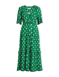 Cordelia Cotton Maxi Dress - Green Ikat Print -Cheap Closet Curation Store SU23 D453 CORDELIA GREENIKATPRINT CO