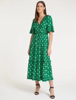 Cordelia Cotton Maxi Dress - Green Ikat Print -Cheap Closet Curation Store SU23 D453 CORDELIA GREENIKATPRINT LS 58758