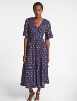 Cordelia Cotton Maxi Dress - Navy Ikat Print -Cheap Closet Curation Store SU23 D453 CORDELIA NAVYIKATPRINT LS 2860
