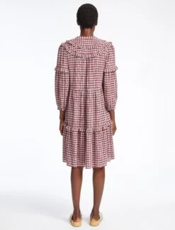 Suki Organic Cotton Seersucker Midi Dress - Red White Check -Cheap Closet Curation Store SU23 D512 SUKI REDWHITECHECK LS 42275