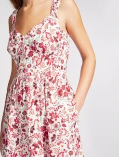 Rita Organic Cotton Midi Dress - White Red Large Floral Print -Cheap Closet Curation Store SU23 D520 RITA WHITEREDLARGEFLORALPRINT LS 2245