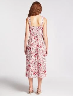 Rita Organic Cotton Midi Dress - White Red Large Floral Print -Cheap Closet Curation Store SU23 D520 RITA WHITEREDLARGEFLORALPRINT LS 2264