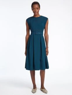 Thandie Techni Voile Midi Dress - Petrol Blue