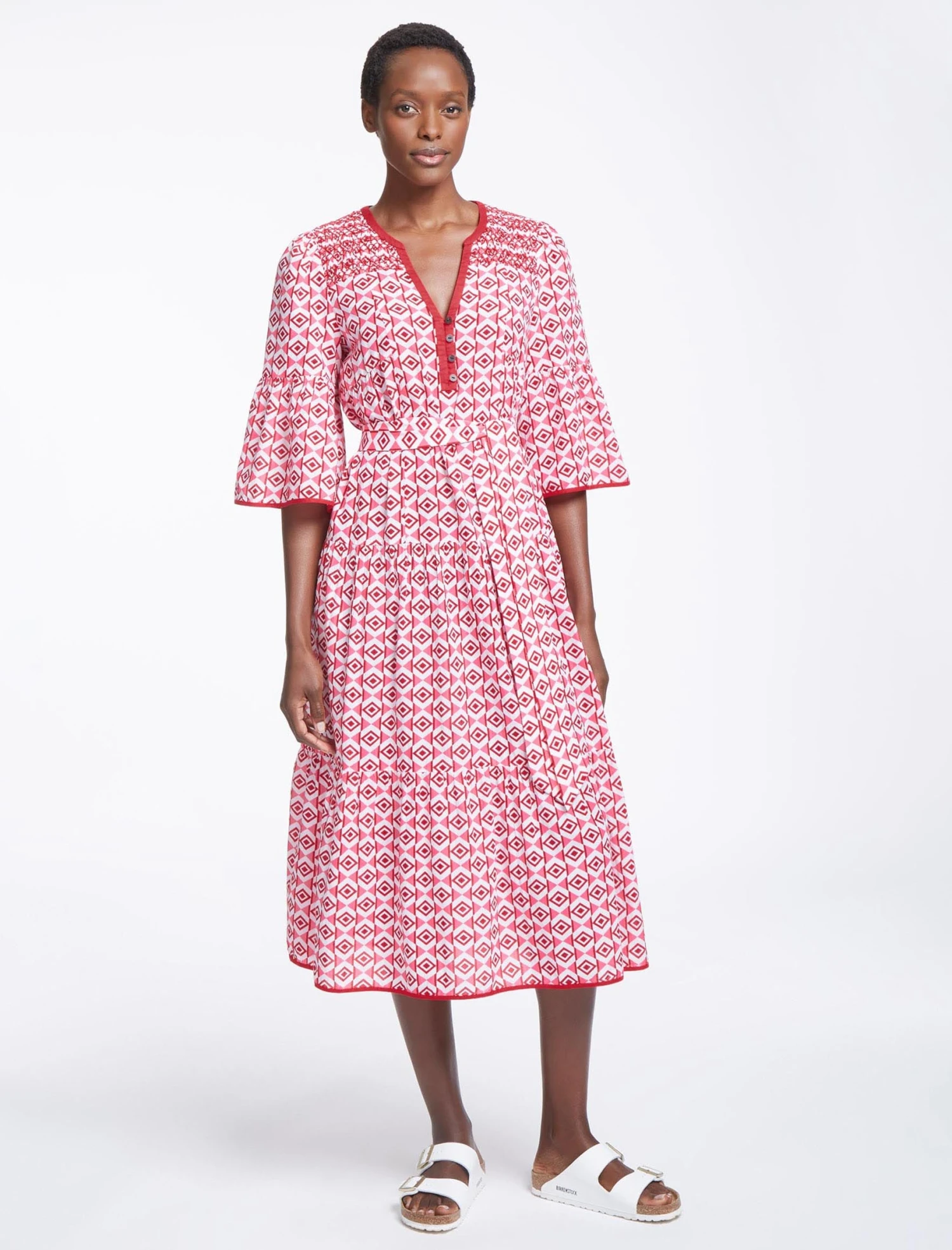 Hester Cotton Maxi Dress - Pink Diamond Geo Print 3 Hester Cotton Maxi Dress - Pink Diamond Geo Print
