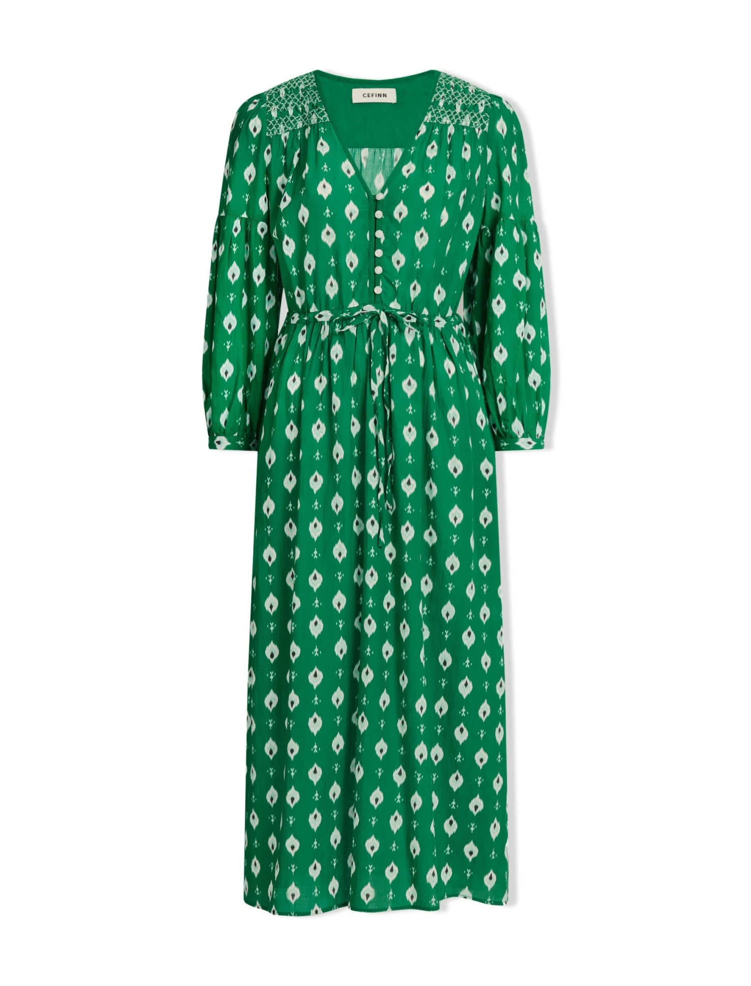 Yula Cotton Maxi Dress- Green Ikat Print 10 Yula Cotton Maxi Dress- Green Ikat Print - Image 8
