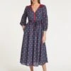 Yula Cotton Maxi Dress - Navy Ikat Print 1 Yula Cotton Maxi Dress - Navy Ikat Print -Cheap Closet Curation Store SU23 D527 YULA NAVY IKAT PRINT LS 59268