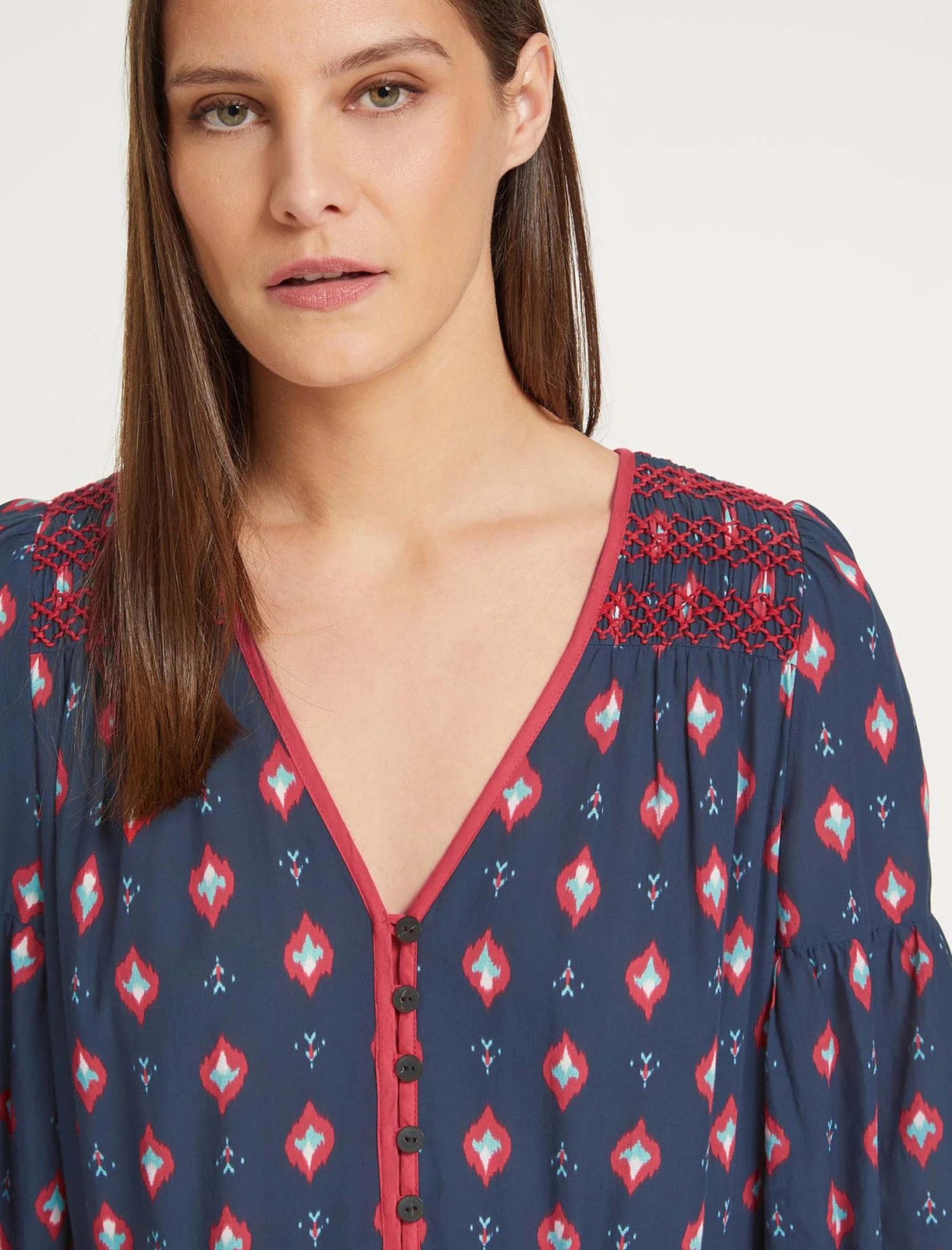 Yula Cotton Maxi Dress - Navy Ikat Print 4 Yula Cotton Maxi Dress - Navy Ikat Print - Image 2