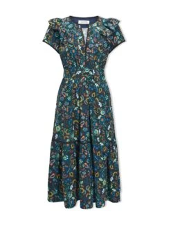 Nessa Organic Cotton Midi Dress - Multi Coloured Large Floral Print -Cheap Closet Curation Store SU23 D530 NESSA MULTICOLOURLARGEFLORALPRINT CO