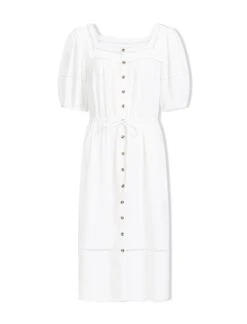 Poppy Linen Blend Midi Dress - White -Cheap Closet Curation Store SU23 D535 POPPY WHITEWHITE CO