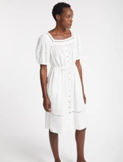 Poppy Linen Blend Midi Dress - White -Cheap Closet Curation Store SU23 D535 POPPY WHITEWHITE LS 2493
