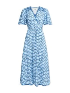 Gina Cotton Maxi Dress - Blue Diamond Geo Print -Cheap Closet Curation Store SU23 D538 GINA BLUEDIAMONDGEOPRINT CO