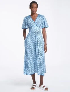 Gina Cotton Maxi Dress - Blue Diamond Geo Print -Cheap Closet Curation Store SU23 D538 GINA BLUEDIAMONDGEOPRINT LS0160