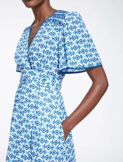 Gina Cotton Maxi Dress - Blue Diamond Geo Print -Cheap Closet Curation Store SU23 D538 GINA BLUEDIAMONDGEOPRINT LS0239