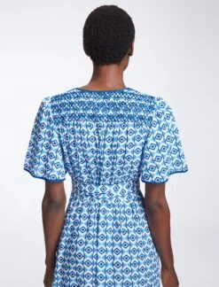 Gina Cotton Maxi Dress - Blue Diamond Geo Print -Cheap Closet Curation Store SU23 D538 GINA BLUEDIAMONDGEOPRINT LS0255