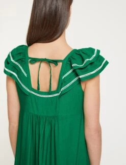 Bella Linen Blend Maxi Dress - Emerald Green White -Cheap Closet Curation Store SU23 D540 BELLA EMERALDGREENWHITE LS 59355