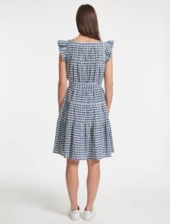 Maisie Organic Cotton Seersucker Midi Dress - Blue White Check -Cheap Closet Curation Store SU23 D541 MAISIE BLUEWHITECHECK CO 19837