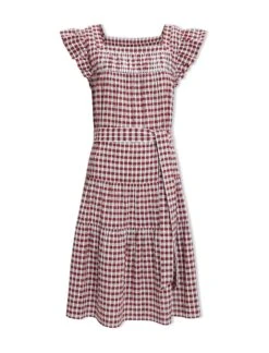 Maisie Organic Cotton Seersucker Midi Dress - Red White Check 15 Maisie Organic Cotton Seersucker Midi Dress - Red White Check -Cheap Closet Curation Store SU23 D541 MAISIE REDWHITECHECK CO