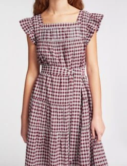 Maisie Organic Cotton Seersucker Midi Dress - Red White Check 12 Maisie Organic Cotton Seersucker Midi Dress - Red White Check -Cheap Closet Curation Store SU23 D541 MAISIE REDWHITECHECK LS 2491