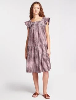 Maisie Organic Cotton Seersucker Midi Dress - Red White Check 11 Maisie Organic Cotton Seersucker Midi Dress - Red White Check -Cheap Closet Curation Store SU23 D541 MAISIE REDWHITECHECK LS 2507