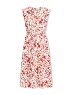 Thandie Organic Cotton Midi Dress - White Red Large Floral Print -Cheap Closet Curation Store SU23 D545 THANDIE WHITEREDLARGEFLORALPRINT CO
