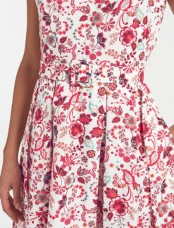 Thandie Organic Cotton Midi Dress - White Red Large Floral Print -Cheap Closet Curation Store SU23 D545 THANDIE WHITEREDLARGEFLORALPRINT LS 829