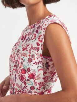 Thandie Organic Cotton Midi Dress - White Red Large Floral Print -Cheap Closet Curation Store SU23 D545 THANDIE WHITEREDLARGEFLORALPRINT LS 840