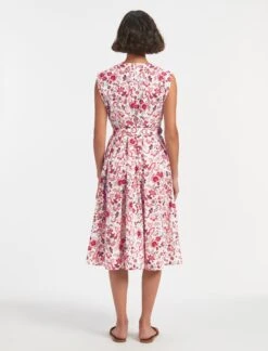 Thandie Organic Cotton Midi Dress - White Red Large Floral Print -Cheap Closet Curation Store SU23 D545 THANDIE WHITEREDLARGEFLORALPRINT LS 842