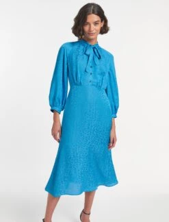 Daria Silk Blend Midi Dress - Blue -Cheap Closet Curation Store SU23 D546 DARIA BLUE LS 133