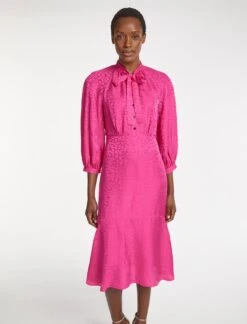 Daria Silk Blend Midi Dress - Hot Pink -Cheap Closet Curation Store SU23 D546 DARIA HOTPINK LS 1227