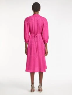 Daria Silk Blend Midi Dress - Hot Pink -Cheap Closet Curation Store SU23 D546 DARIA HOTPINK LS 1271