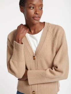 Courtney Cashmere Blend Cardigan - Camel -Cheap Closet Curation Store SU23 K121 COURTNEY CAMEL LS 2347