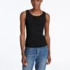 Tammy Rayon Round Neck Vest - Black