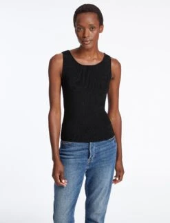 Tammy Rayon Round Neck Vest - Black
