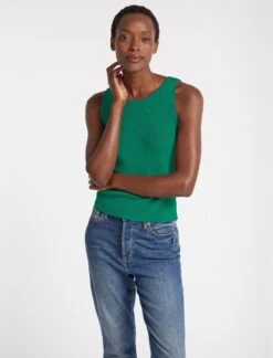 Tammy Rayon Round Neck Vest - Emerald Green -Cheap Closet Curation Store SU23 K132 TAMMY EMERALDGREEN LS 2414