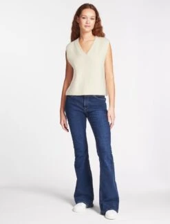 Julie Cotton V Neck Layering Sleeveless Jumper - Cream -Cheap Closet Curation Store SU23 K137 JULIE CREAM LS 1071