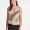 Julie Cotton V Neck Layering Sleeveless Jumper - Sand Black Stripe 1 Julie Cotton V Neck Layering Sleeveless Jumper - Sand Black Stripe -Cheap Closet Curation Store SU23 K137 JULIE SANDBLACKSTRIPE LS 20943