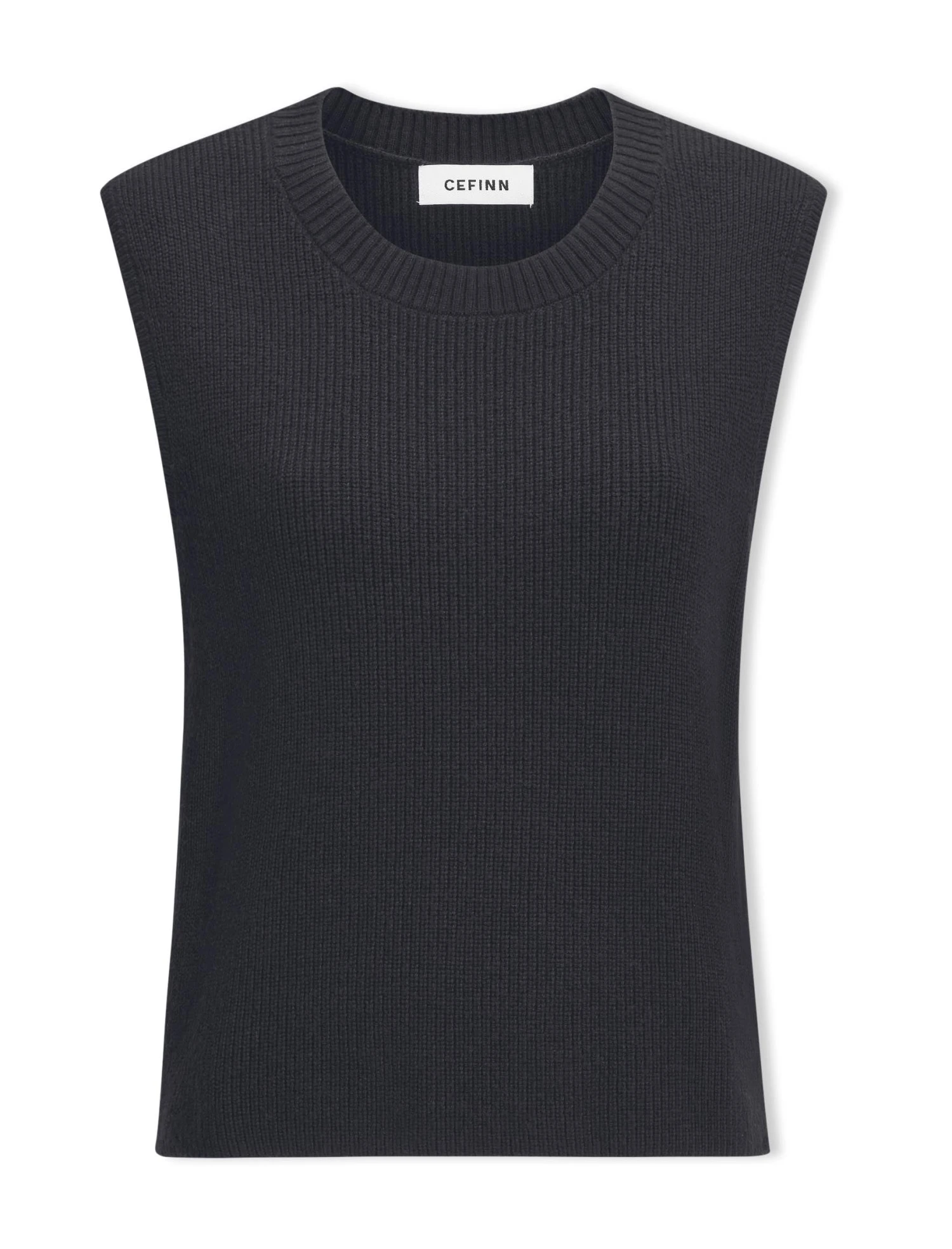 Julie Cotton Round Neck Sleeveless Jumper - Black 9 Julie Cotton Round Neck Sleeveless Jumper - Black - Image 7