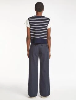 Julie Cotton Round Neck Sleeveless Jumper - Navy White Stripe -Cheap Closet Curation Store SU23 K138 JULIE NAVYWHITESTRIPE LS 512