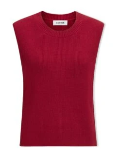 Julie Cotton Round Neck Sleeveless Jumper - Red -Cheap Closet Curation Store SU23 K138 JULIE RED CO