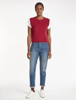 Julie Cotton Round Neck Sleeveless Jumper - Red -Cheap Closet Curation Store SU23 K138 JULIE RED LS 967