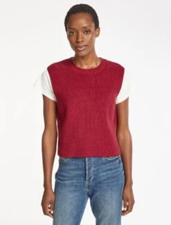 Julie Cotton Round Neck Sleeveless Jumper - Red