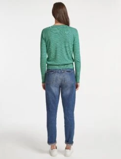 Jodi Cotton Jumper - Blue Emerald Cream Stripe -Cheap Closet Curation Store SU23 K139 JODI BLUEEMERALDCREAMSTRIPE LS 20172