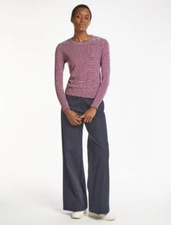 Jodi Cotton Jumper - Navy Crimson Cream Stripe -Cheap Closet Curation Store SU23 K139 JODI BLUEEMERALDCREAMSTRIPE LS 416