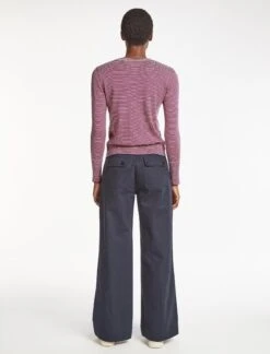 Jodi Cotton Jumper - Navy Crimson Cream Stripe -Cheap Closet Curation Store SU23 K139 JODI BLUEEMERALDCREAMSTRIPE LS 443