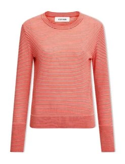 Jodi Cotton Jumper - Crimson Rose Cream Stripe -Cheap Closet Curation Store SU23 K139 JODI CRIMSON ROSE CREAMSTRIPE CO