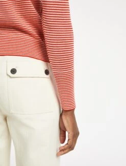 Jodi Cotton Jumper - Crimson Rose Cream Stripe -Cheap Closet Curation Store SU23 K139 JODI CRIMSON ROSE CREAMSTRIPE LS 771