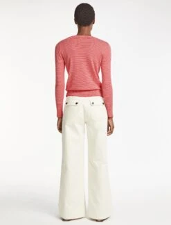 Jodi Cotton Jumper - Crimson Rose Cream Stripe -Cheap Closet Curation Store SU23 K139 JODI CRIMSON ROSE CREAMSTRIPE LS 779