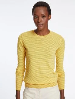 Jodi Cotton Jumper - Mustard Yellow Cream Stripe -Cheap Closet Curation Store SU23 K139 JODI MUSTARDYELLOWCREAMSTRIPE LS 43136