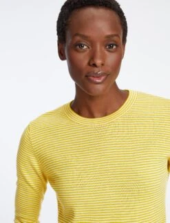 Jodi Cotton Jumper - Mustard Yellow Cream Stripe -Cheap Closet Curation Store SU23 K139 JODI MUSTARDYELLOWCREAMSTRIPE LS 43140